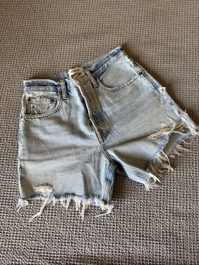 Agolde Light Wash Distressed Denim Cutoff Shorts